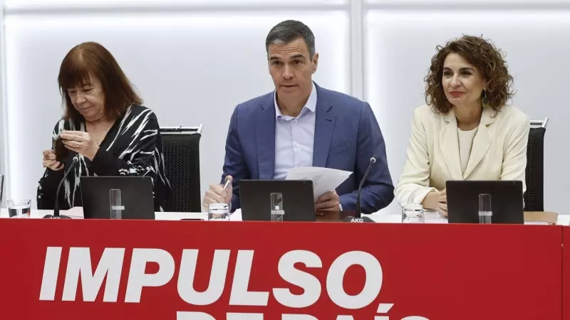 El presidente del Gobierno y secretario general del PSOE, Pedro Sánchez preside la reunión de la Ejecutiva Federal de la formación, este lunes en Madrid.