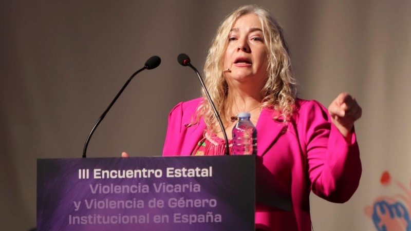 La jueza Isabel Giménez, durante su intervención en el reciente III Encuentro Estatal sobre Violencia Vicaria y Violencia de Género Institucional, en Barcelona— Fátima Vizuete Montero