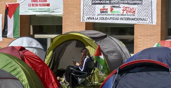 Una semana de las acampadas universitarias por Gaza en Madrid: "No lo dejarán hasta que no haya un cambio"