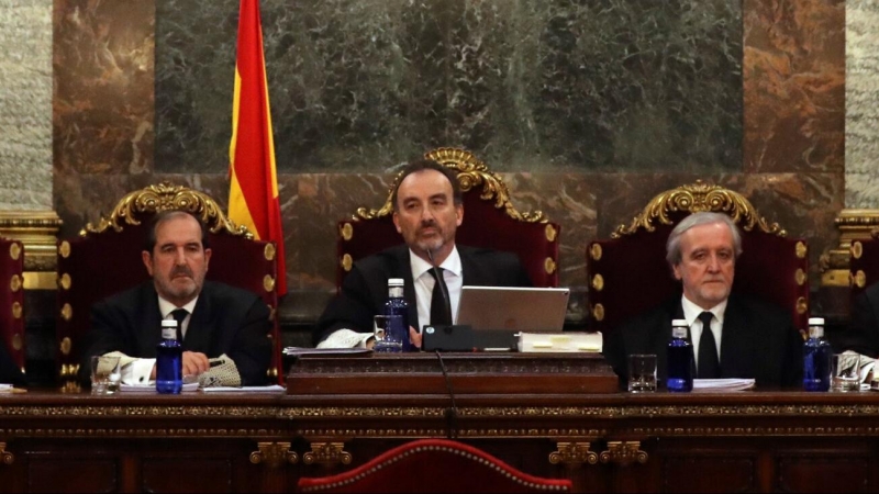 El tribunal del judici del procés, amb Manuel Marchena al mig, el 18 de desembre de 2018