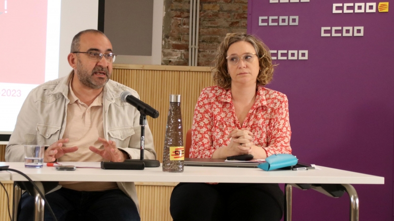 El secretari general de CCOO Catalunya, Javier Pacheco, durant la presentació dels resultats electorals