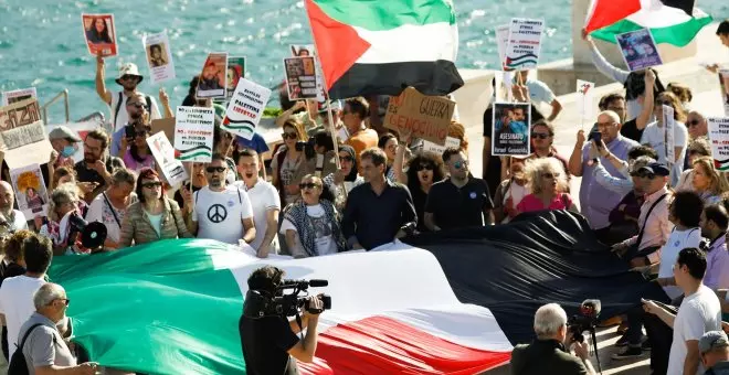 Cientos de personas se manifiestan en Cartagena contra el atraque del buque Borkum, que llevaría armas a Israel
