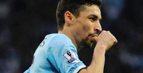 Jesús Navas celebra un gol en un partido reciente del Manchester City. ANDREW YATES / AFP