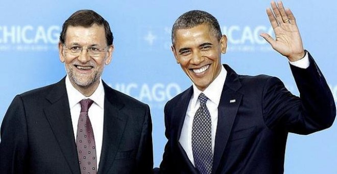 El presidente del Gobierno, Mariano Rajoy, y el presidente de EEUU, Barack Obama, durante la cumbre de la OTAN de mayo de 21012 en Chicago.