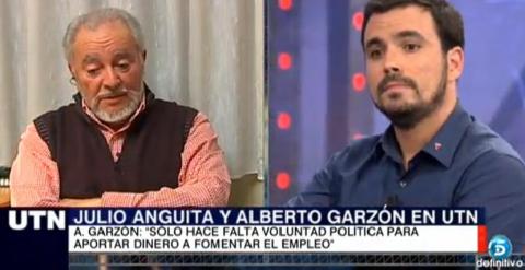 Julio Anguita y Alberto Garzón, en Telecinco.