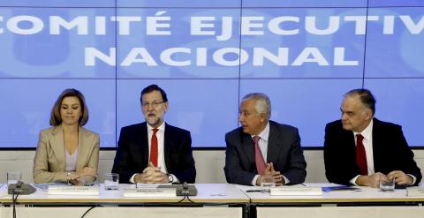 El presidente del Gobierno, Mariano Rajoy, presidió la primera reunión del año del Comité Ejecutivo del PP,. EFE/Sergio Barrenechea