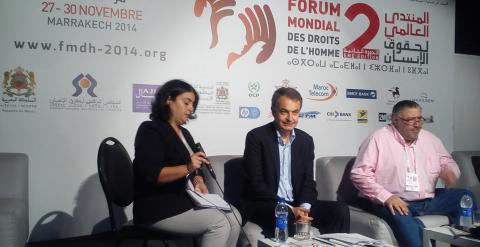 Zapatero, durante el Foro Mundial de Derechos Humanos de Marrakech.