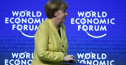 La canciller alemana Angela Merkel, tras su intervención en el foro de Davos. REUTERS