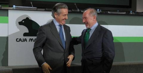 Blesa y Rato, el 28 de enero de 2010, tras el acto de relevo en la presidencia de la entidad, entonces Caja Madrid. EFE