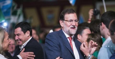 Rajoy, a su llegada al acto de clausura de la presentación de los cabezas de lista para las elecciones andaluzas. EFE/Jorge Zapata