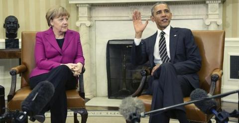 El presidente estadounidense, Barack Obama, y la canciller alemana, Angela Merkel. - EFE