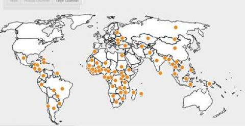 Mapa con los países donde se están acaparando tierras. LAND MATRIX