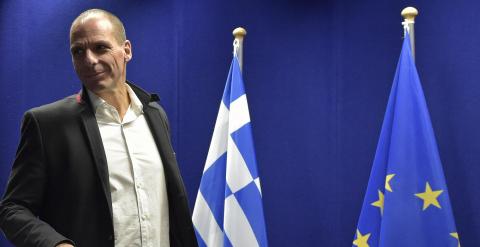 Varoufakis, la semana pasada en la reunión del Eurogrupo en Bruelas. /REUTERS