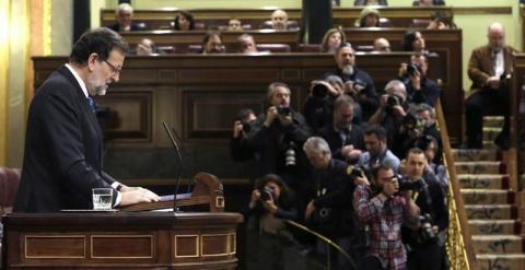 Mariano Rajoy, durante su intervención en el Debate sobre el Estado de la Nación, en el Congreso. EFE