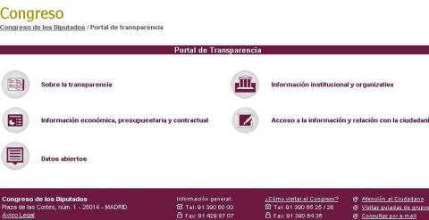 Captura del portal de transparencia del Congreso de los Diputados./ Público