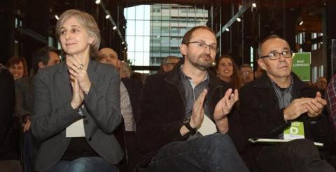 La coordinadora nacional de ICV, Dolors Camats; el líder, Joan Herrera, y el portavoz en el Congreso, Joan Coscubiela. - EFE