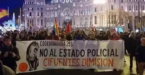 Imagen de la manifestación contra Cristina Cifuentes y el "Estado policial".