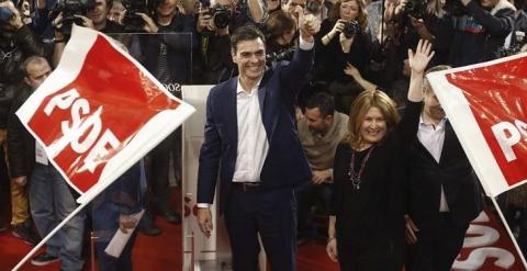 El líder del PSOE, Pedro Sánchez, a su llegada al acto de presentación de Ángel Gabilondo como candidato socialista a la Comunidad de Madrid. - EFE