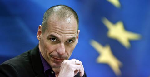 El ministro de Finanzas griego, Yanis Varufakis, durante la rueda de prensa en la que ha explicado las medidas con las que acudirá al Eurogrupo del próximo lunes. REUTERS/Alkis Konstantinidis