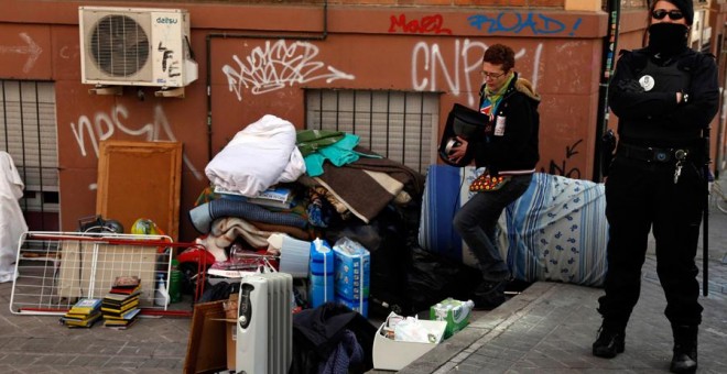 Un desahucio este mismo febrero en Madrid. EFE