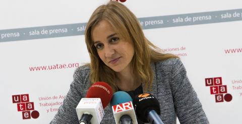 Tania Sánchez durante la rueda de prensa en la que ha explicado su decisión de no concurrir a las primarias de Podemos.