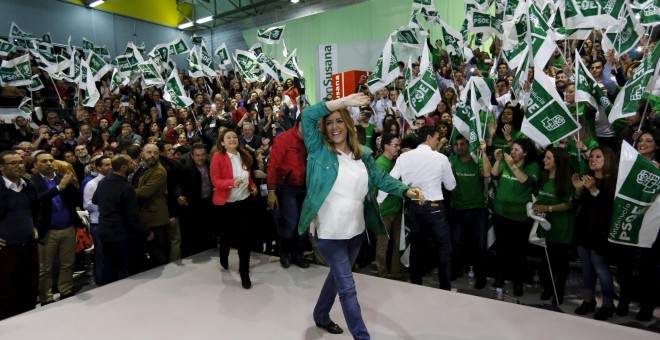 La candidata del PSOE en las autonómicas andaluzas, Susana Díaz, en el mitin de cierre de campaña. REUTERS/Marcelo del Pozo