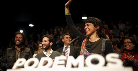 La líder andaluza y candidata de Podemos, Teresa Rodriguez, celebra los resultados de su formación en las elecciones del 22-M. REUTERS/Jon Nazca