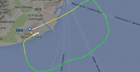 Trayectoria del vuelo de Vueling que ha aterrizado de emergencia en El Prat / FLIGHTRADAR