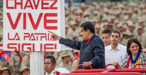 El presidente venezolano, Nicolás Maduro, participa en los actos conmemorativos del golpe de Estado de hace 13 años contra Hugo Chávez. - EFE