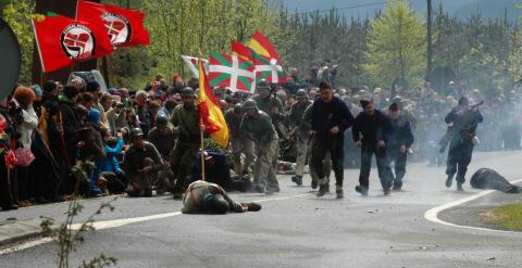 Recreación anterior del enfrentamiento en el monte de Intxorta. D.A.