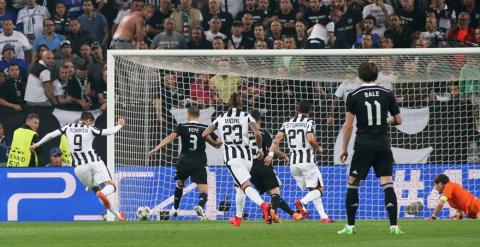 Morata, en el momento en que marca al Real Madrid. Reuters / Stefano Rellandini