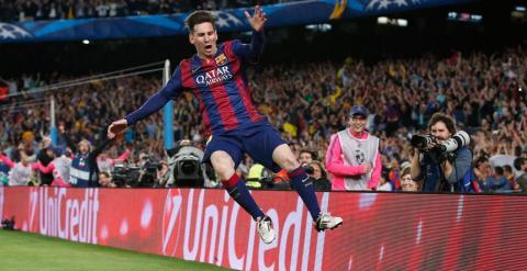 Messi celebra su segundo gol contra el Bayern de Múnich. Reuters / Gustau Nacarino