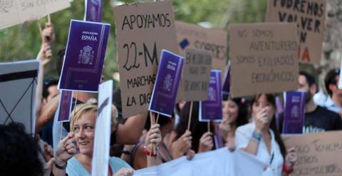 Una protesta organizada por los miembros de la Marea Granate en Chile.