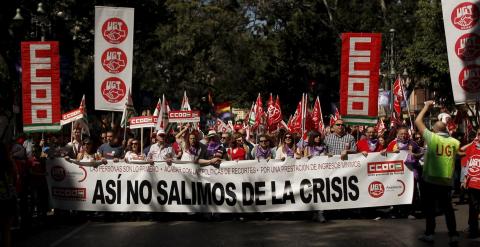Manifestación de los sindicatos en Málaga en el Primero de Mayo. REUTERS