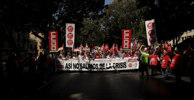 Manifestación de los sindicatos en Málaga en el Primero de Mayo. REUTERS