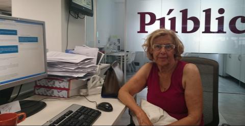 Manuela Carmena, en la charla digital con los lectores de 'Público', este lunes.