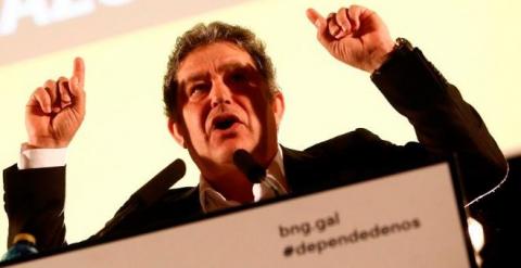 Fernández Lores, durante el acto central de la campaña electoral del BNG pontevedrés.