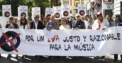 Protesta por la bajada del IVA cultural en Madrid./ Europa Press