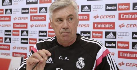El técnico del Real Madrid, Carlo Ancelotti, durante la rueda de prensa que ofreció hoy. /EFE