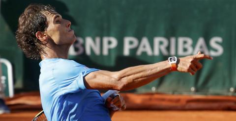 Nadal celebra su victoria sobre Sock. REUTERS/Jean-Paul Pelissier