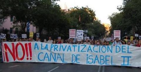 Manifestación en contra de la privatización del Canal de Isabel II./PCPCYII vía eldiario.es