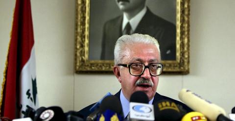 Tarek Aziz, exviceprimer ministro iraquí durante el régimen de Sadam Hussein, en una foto de  septiembre de 2002. REUTERS/Damir Sagolj