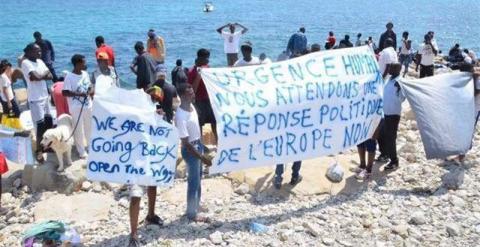 Protesta de los inmigrantes bloqueados en Ventimiglia. - EFE