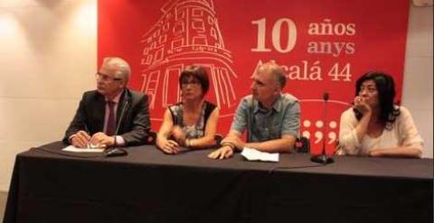 Baltasar Garzón, Montserrat Armengou, Ricard Belis y Almudena Grandes durante la presentación en Madrid del documental 'Los internados del miedo'. /Blanquerna