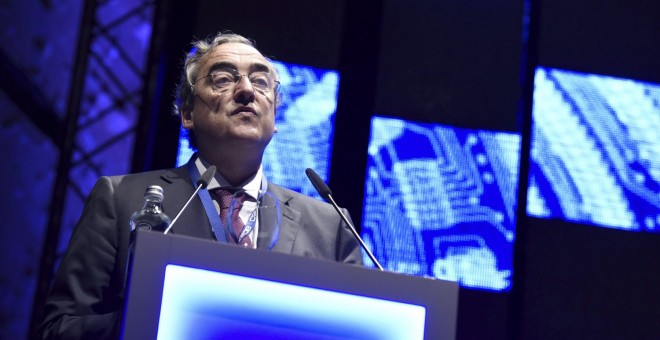El presidente de la patronal, Juan Rosell, durante su intervención en la Asamblea General de la CEOE,.- EFE/Fernando Villar