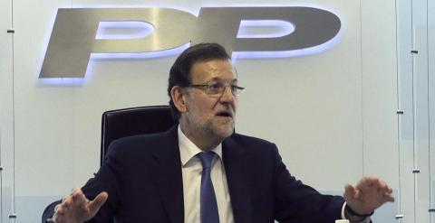 Mariano Rajoy, preside la primera reunión de la nueva cúpula del Partido Popular, esta tarde en la sede nacional de la organización. EFE/Zipi