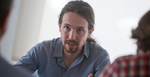 Pablo Iglesias, en la sede de Podemos en Madrid. / FOTO: DAVID SABADELL