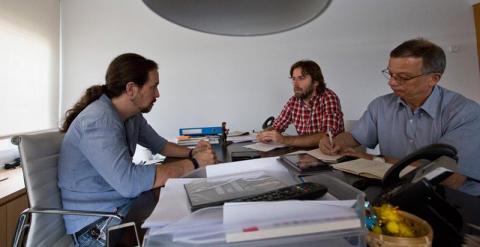 Pablo Iglesias, en la sede de Podemos en Madrid. / FOTO: DAVID SABADELL