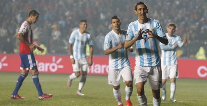 Di María celebra uno de sus goles ante Paraguay. /EFE