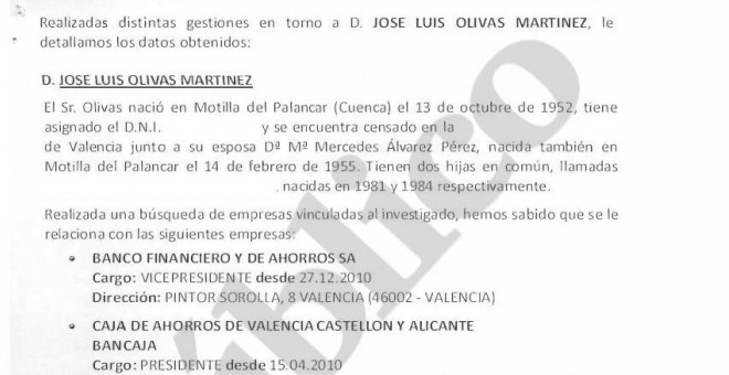 Extracto del informe criminológico sobre José Luis Olivas